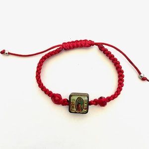 Our Lady of Guadalupe Virgin Mary Red Bracelet Roped Knotted Corded Unisex Gift Pulsera de la Virgen de Guadalupe