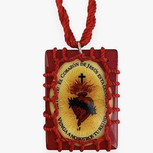 Sacred Heart of Jesus Dentente Wooden Scapular Necklace Religious Catholic Unisex Gift Escapulario Collar Sagrado Corazon de Jesus Detente