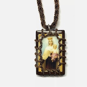 Onze-Lieve-Vrouw van de Karmel Maagd Maria bruin houten scapulier ketting Escapulario kraag de la Virgen del Carmen uniseks religieus katholiek geschenk