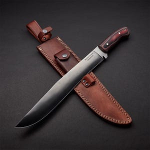 Handmade D2 Steel Machete: Bushcraft Camping Knife with Leather Sheath