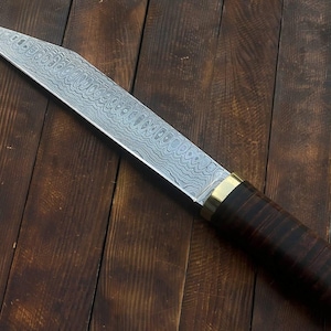 Handmade Viking Seax Knife: Carbon Steel Blade & Leather Sheath