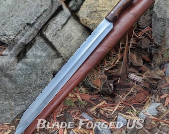 Handmade Viking Seax Knife | High-Carbon Steel Blade, Leather Sheath