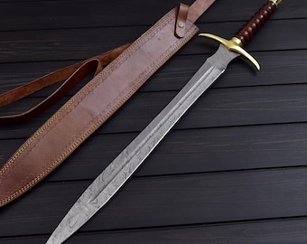 Handmade Damascus Steel Viking Sword | Collectible Display Sword