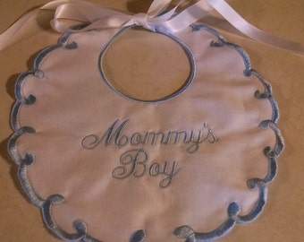 Embroidered Baby Bib with Scalloped Edge