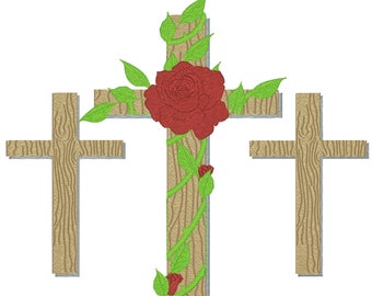 Floral Cross Embroidery Machine Design