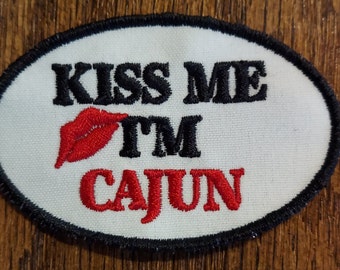 Embroidered Kiss Me I'm Cajun Iron-On Patch