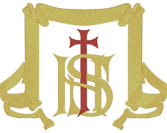 IHS Christian Cross Machine Embroidery Design