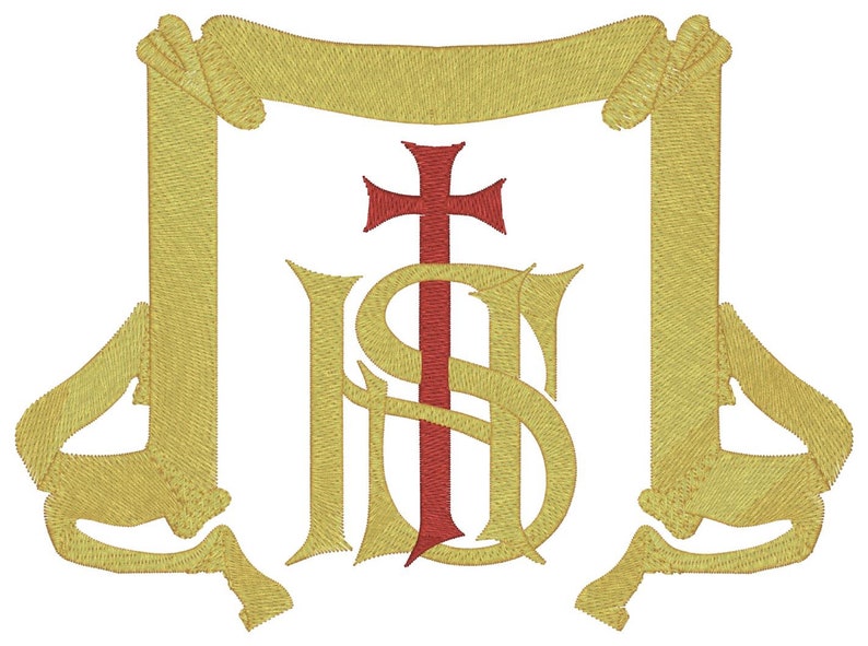 IHS Christian Cross Machine Embroidery Design image 1