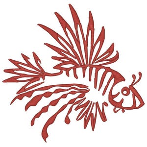 3.5 Inch Wide Lionfish Embroidery Machine Design