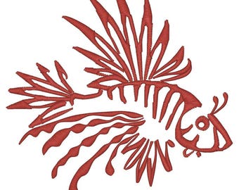 5.5 inch Wide Lionfish Embroidery Machine Design