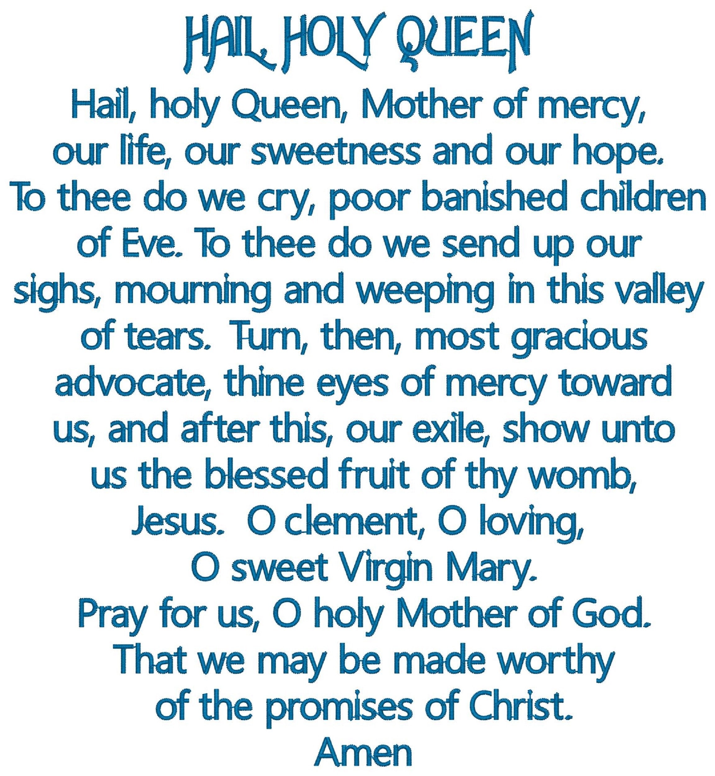 Hail, Holy Queen Embroidery Machine Design - Etsy