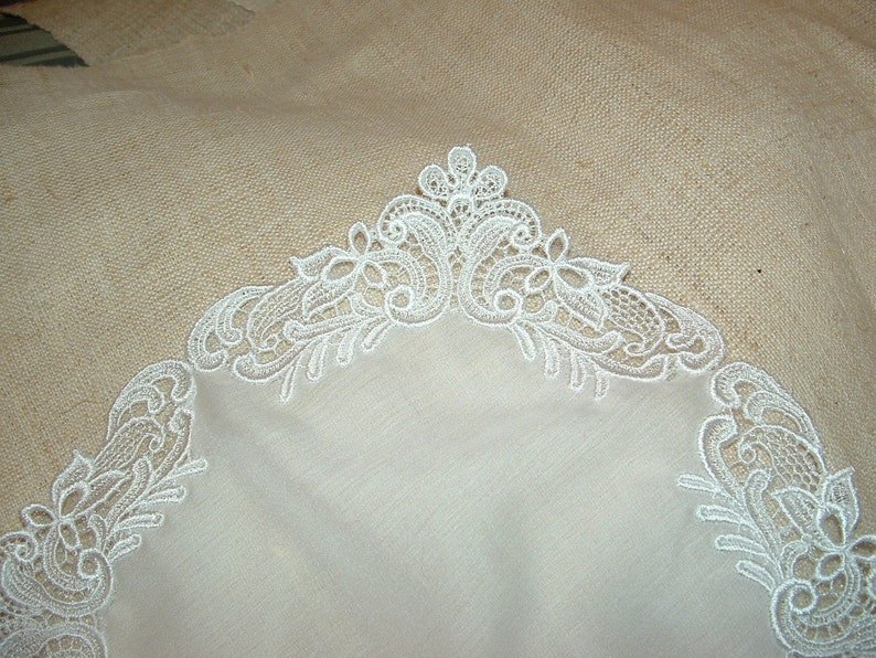 White Lace Embroidery Handkerchief Etsy