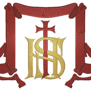 IHS Christian Cross Machine Embroidery Design image 3