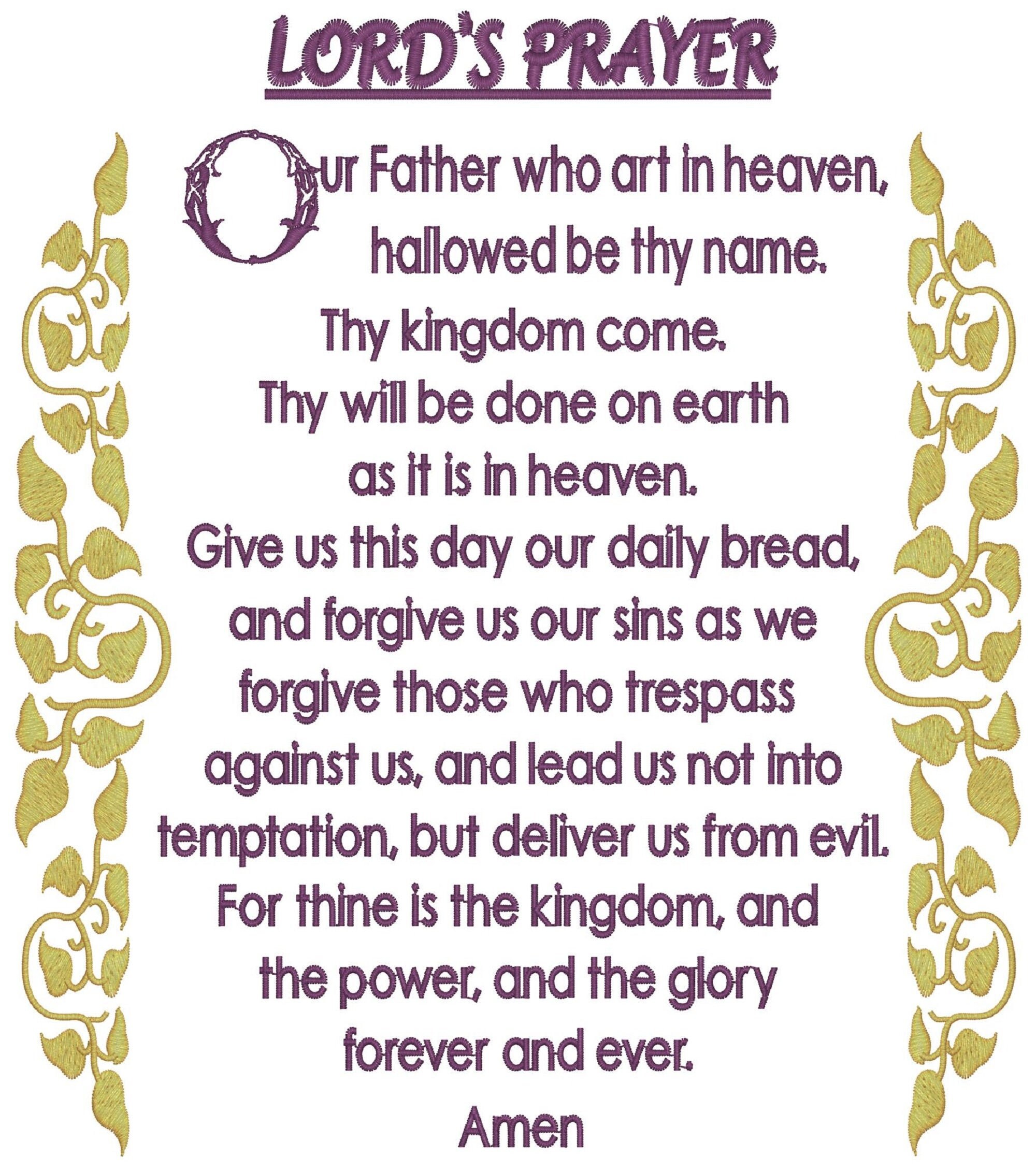 Lord's Prayer Embroidery Machine Design - Etsy