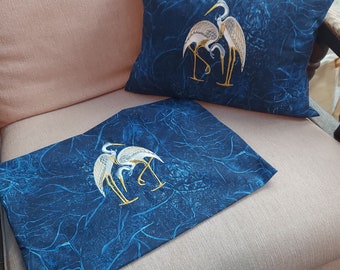 Pair of Cranes Embroidered Pillow Shams