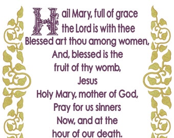 Hail Mary Embroidery Machine Design