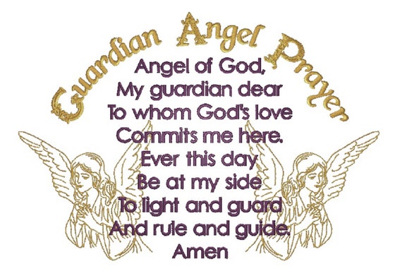 Guardian Angel Prayer Machine Embroidery Design | Etsy