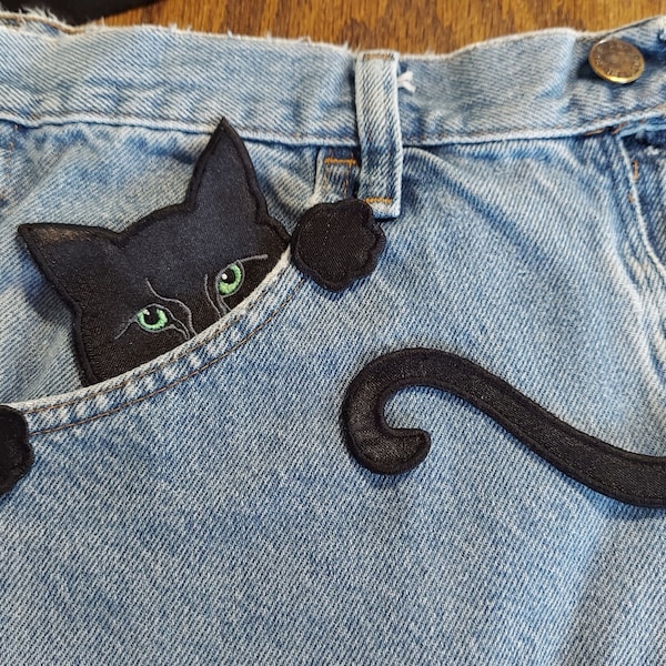 Embroidered Cat Patch Set