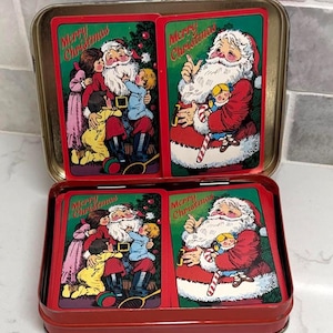 Vintage Weihnachtsdose mit Santa Card Deck