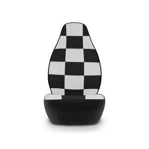 Checkered Car Seat Covers, Black and White Design for Auto Seats, Vehicle Accessories, Car Decor, Monochrome Pattern Protector, Gift for image 3