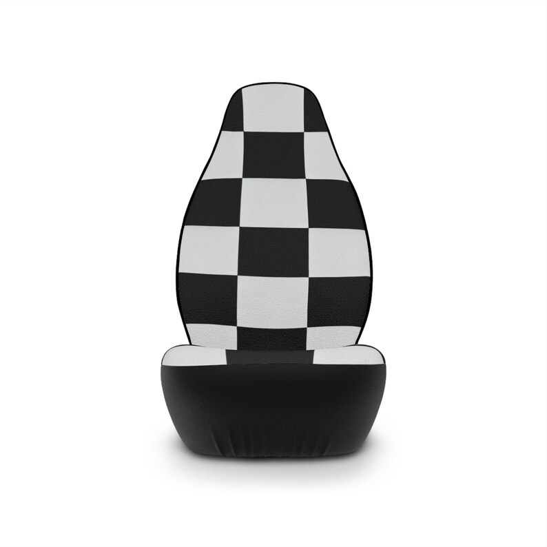 Checkered Car Seat Covers, Black and White Design for Auto Seats, Vehicle Accessories, Car Decor, Monochrome Pattern Protector, Gift for image 3