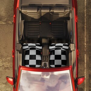 Checkered Car Seat Covers, Black and White Design for Auto Seats, Vehicle Accessories, Car Decor, Monochrome Pattern Protector, Gift for image 6
