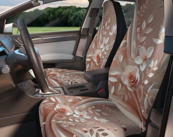 Floral Car Seat Covers, Pink and White Design, Vehicle Accessories, Auto Interior Decor, Gift for Her, Car Decor, Floral Print Seat