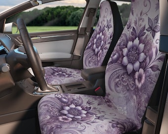 パープルトワルカーシートカバー、花柄シートカバー、車トラックSUV 