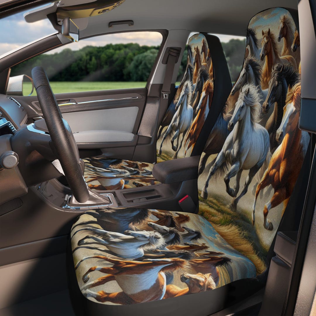 Equestrian Colorful Pattern Print Universal Fit Car Seat Covers