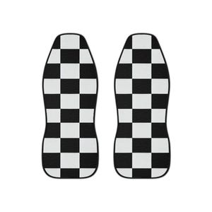 Checkered Car Seat Covers, Black and White Design for Auto Seats, Vehicle Accessories, Car Decor, Monochrome Pattern Protector, Gift for image 2