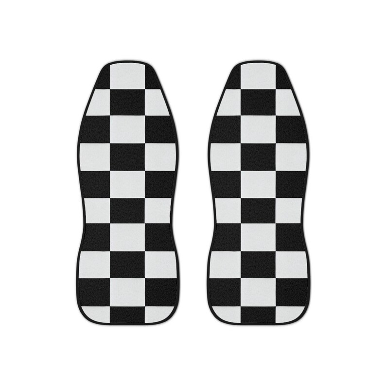 Checkered Car Seat Covers, Black and White Design for Auto Seats, Vehicle Accessories, Car Decor, Monochrome Pattern Protector, Gift for image 2
