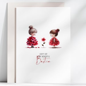 Galentines Day Card Printable, Cute Card For Best Friend, Birthday Card for Bestie, Friend Galentines Card, Bestie Card Instant Download