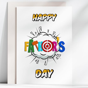 HAPPY FATHOR'S DAY lustige Karte Papa, Comic-Karte für Papa druckbare, Superheld Kunst druckbare, digitaler Download