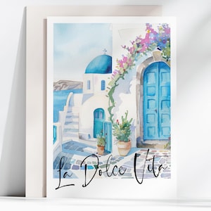 Tarjeta de felicitación La Dolce Vita, tarjeta de cumpleaños de viaje italiana, tarjeta imprimible mediterránea.