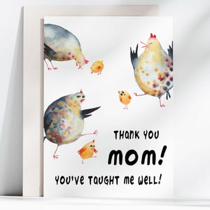 Cartão ENGRAÇADO DIA DAS MÃES, Cartão Mãe Galinha, Cartão Mãe, Ideias para presentes de dia das mães, Feliz Dia das Mães, Download instantâneo