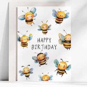 Cute Bee Birthday Card, Printable Birthday Card for Best Friend,  Bumble Bee Card, Happy Birthday Card, Downloadable