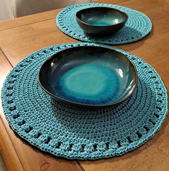 Schema sottopiatto uncinetto [formato PDF, in inglese e italiano][Per principianti][Placemat PDF crochet pattern][Beginner-friendly]