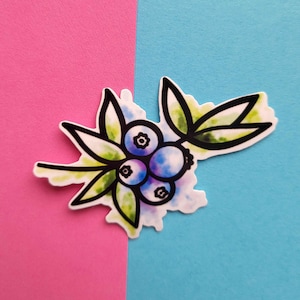 watercolor blueberry waterproof vinyl sticker