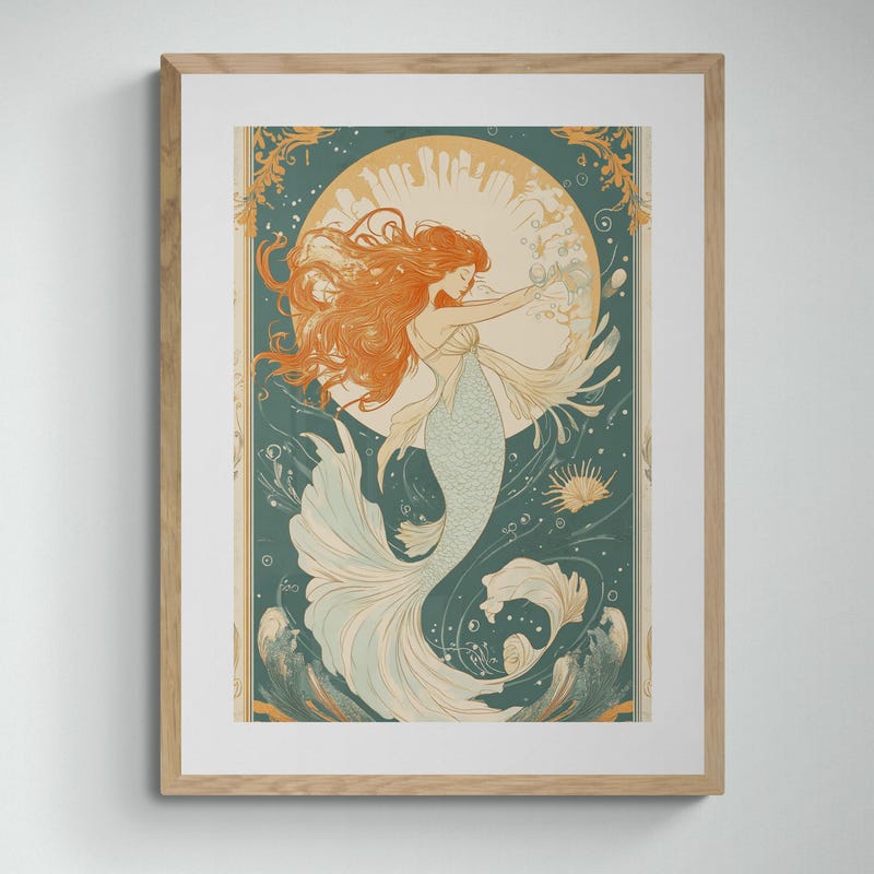 Art Nouveau Mermaid - Etsy
