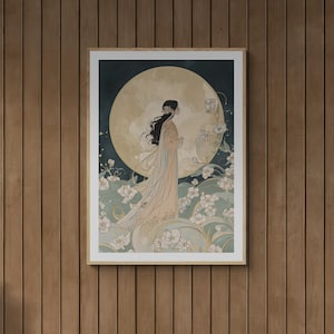 Art Nouveau Moonlit Goddess Poster - Elegant Vintage Wall Art for Home Decor & Gift Ideas
