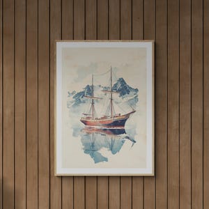 El barco de Roald Amundsen: póster náutico vintage, decoración marítima, arte mural histórico para amantes de la aventura