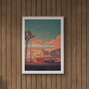 Lone Diner Poster – Vintage 1950s Retro Americana Wall Art, Classic Diner Decor, Nostalgic Kitchen Print, Ideal Gift for Collectors