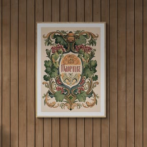 French Wine Advertisement – Art Nouveau Vintage Poster, Bistro Wall Decor, Retro Artwork for Dining Room, Vintage French Art Print