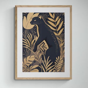 Art Deco Panther Print - Black & Gold Retro Glam Wall Art - Elegant Jungle Poster