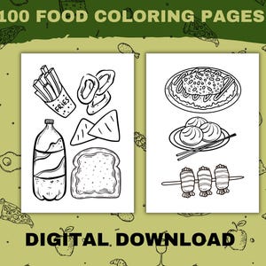 Cute Food Coloring Pages Snacks Coloring Store Market Coloring Grocery Drinks Coloring Sweet Kawaii Coloring Bold Easy Coloring Book Digital