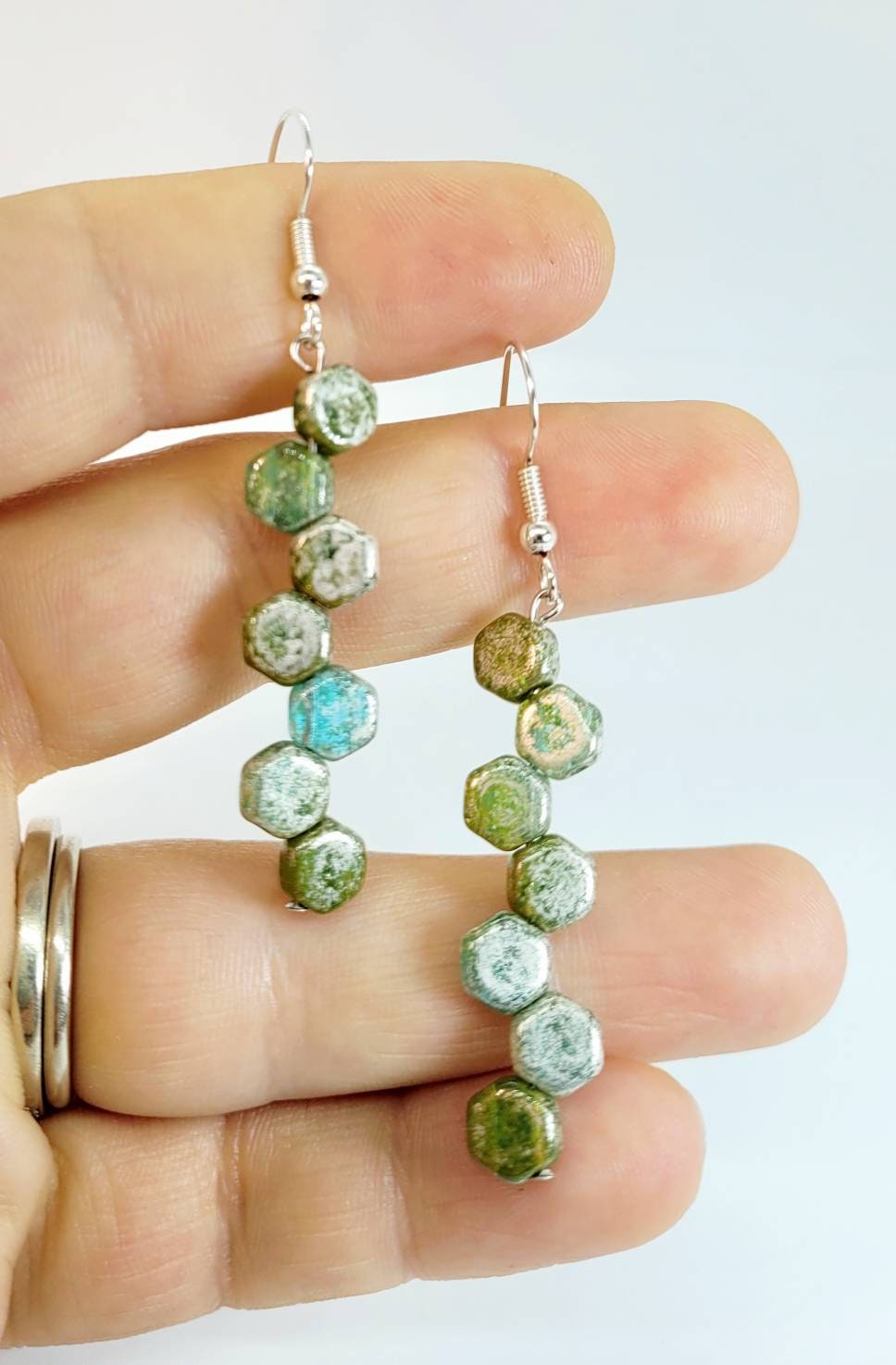 Cobalt azul & Aqua plata Splash panal de abejas con cuentas  Etsy