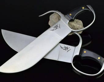 Handcrafted Damascus Steel Wing Chun Butterfly Swords with Leather Sheaths