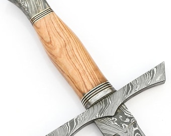 Handmade Damascus Steel Viking Sword with Rosewood Handle