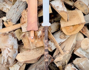 Handmade Tactical Spear Sword: Carbon Steel Blade, Rosewood Handle