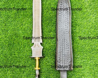Handmade Tactical Spear Sword, Carbon Steel Blade, 32 Inches